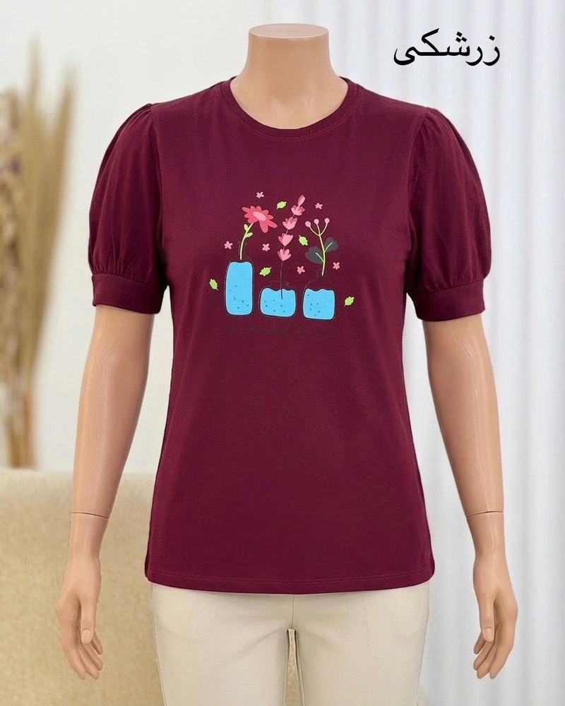 تیشرت چین‌دار طرح گل کد i666