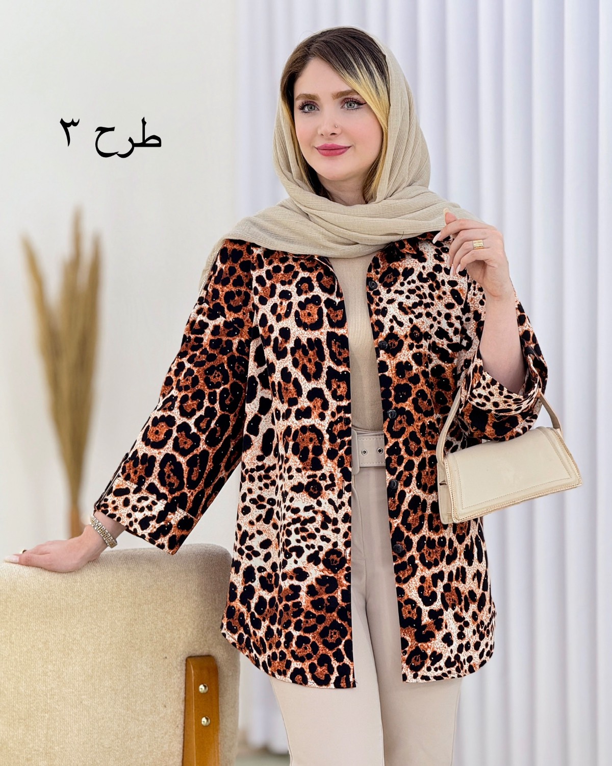 شومیز پلنگی نگین‌دار کد i733