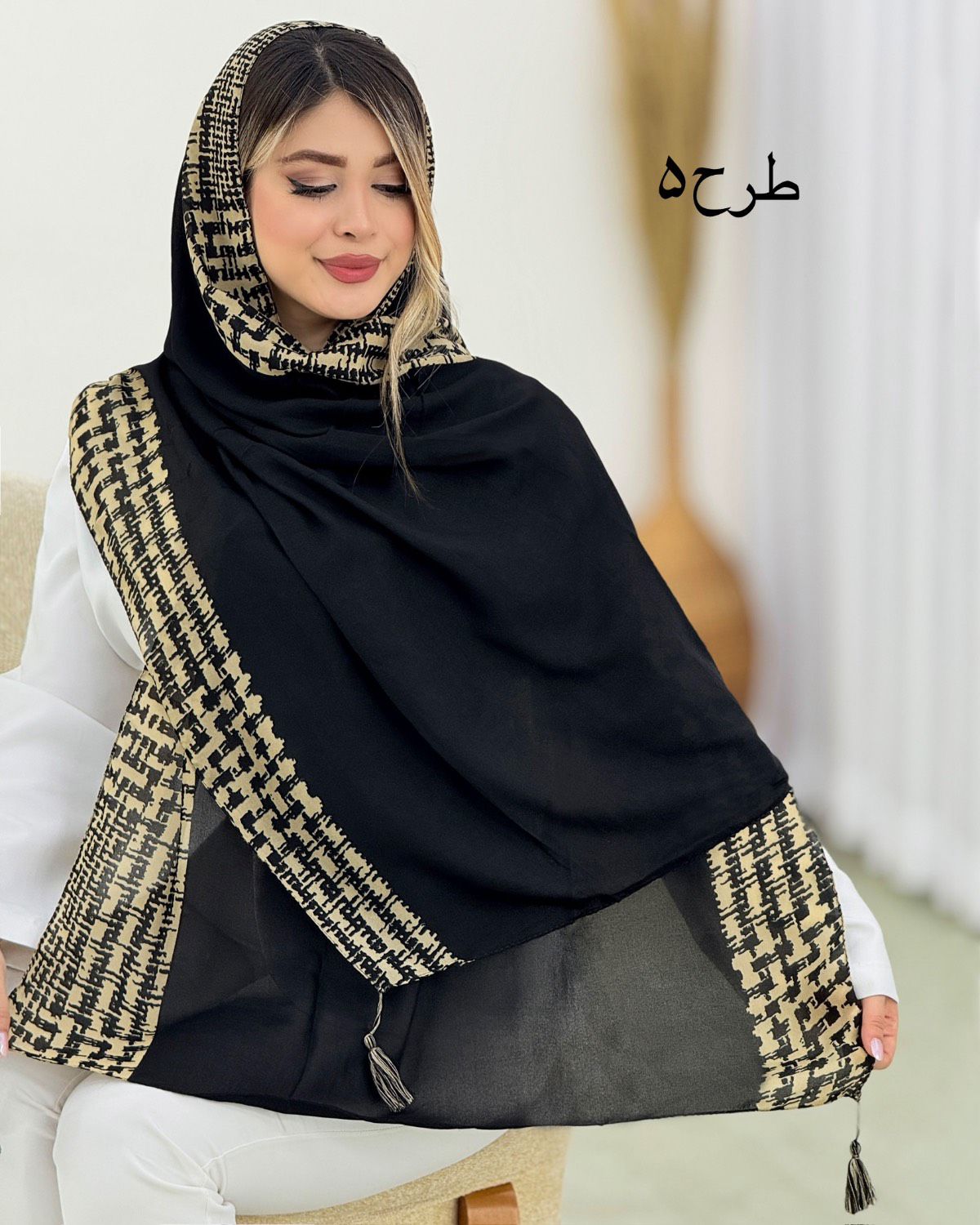 شال نخی ترکیبی طرحدار کد i641