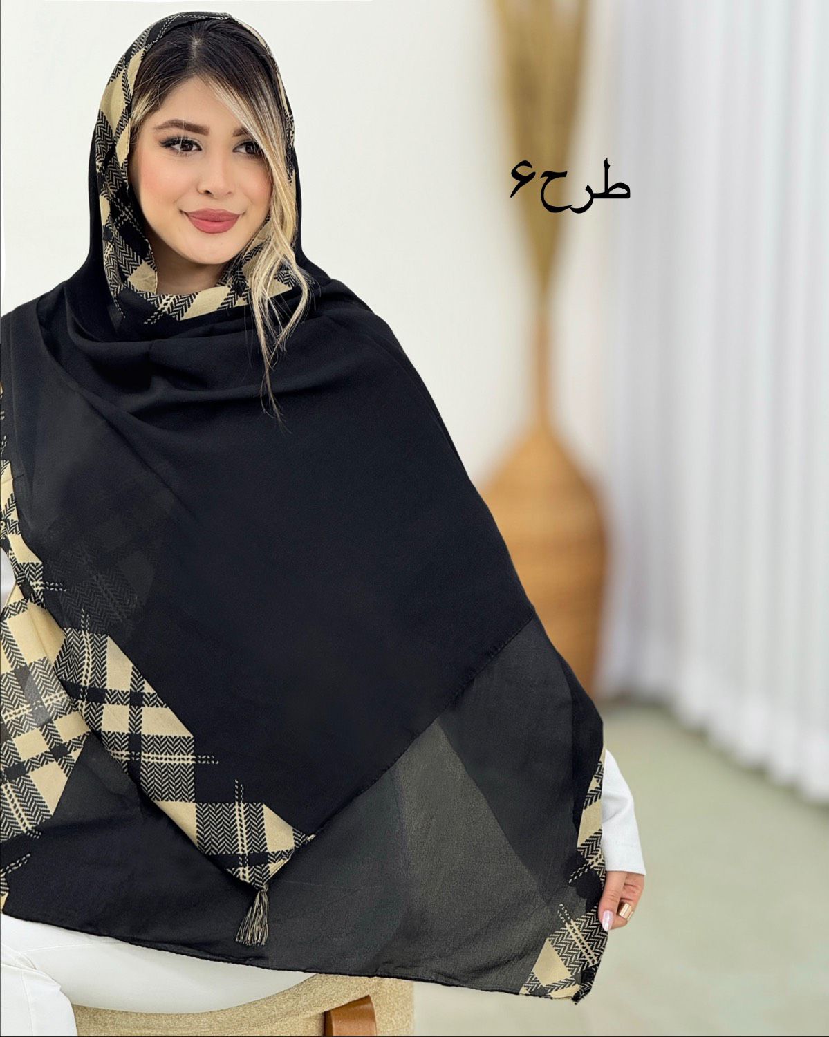 شال نخی ترکیبی طرحدار کد i641