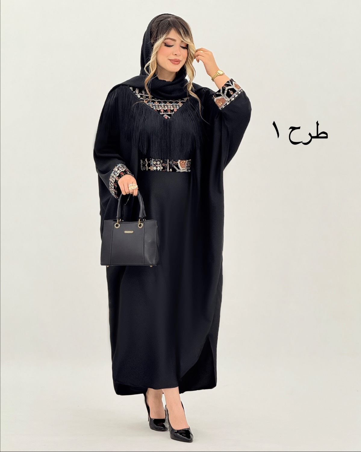 مانتو عبایی خرج کار ریش دار کد i860