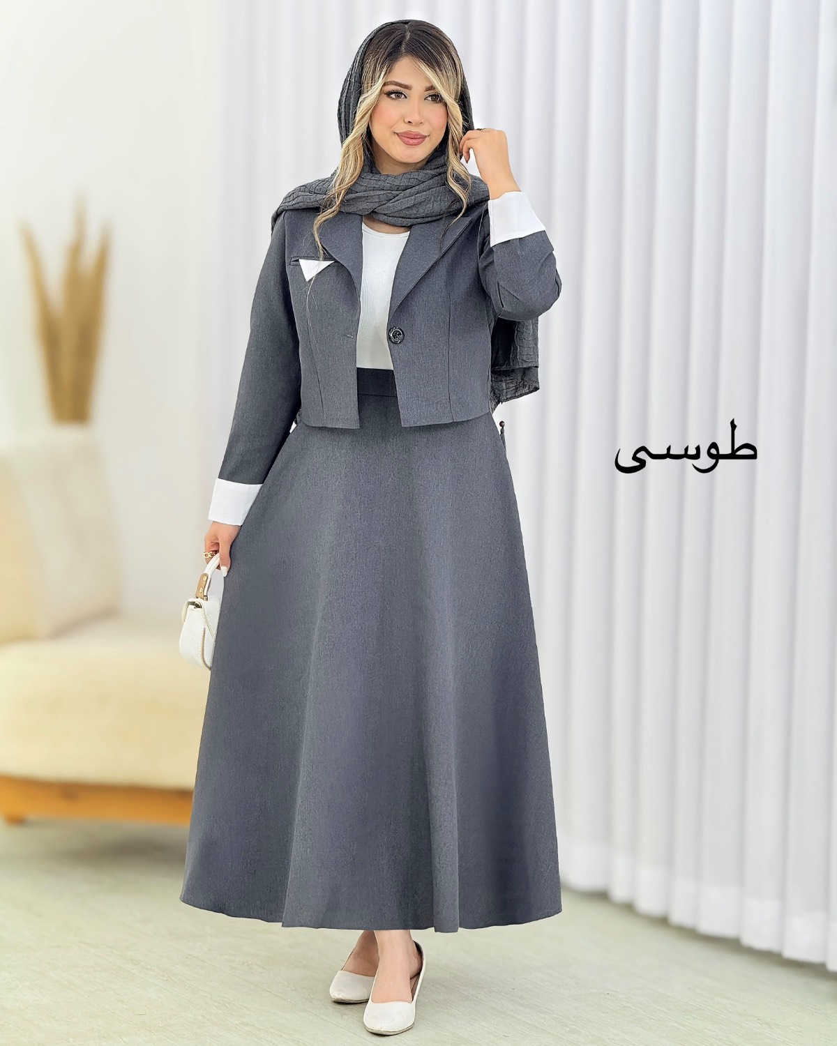 ست کت و دامن مچ سفید کد i607