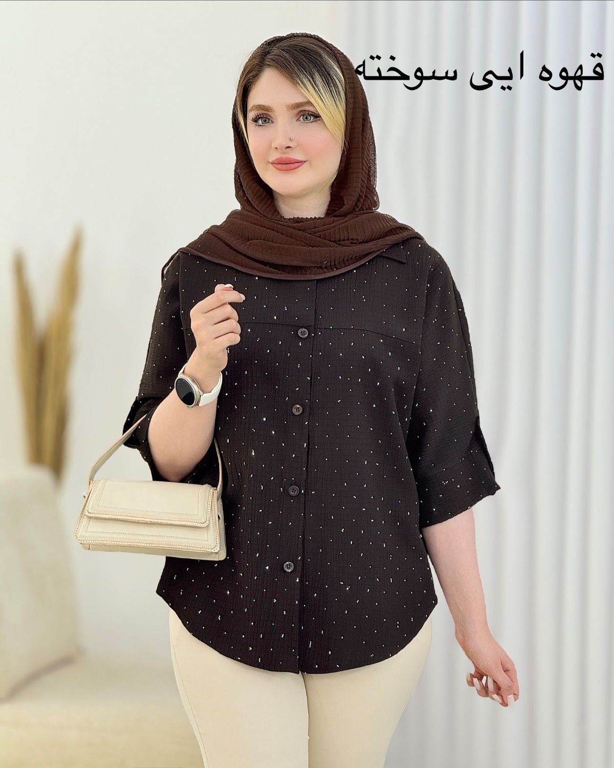 شومیز نگینی پاگون‌دار کد i456