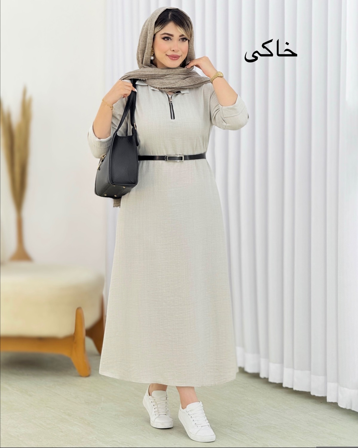 پیراهن بلند نیم زیپ کد i726