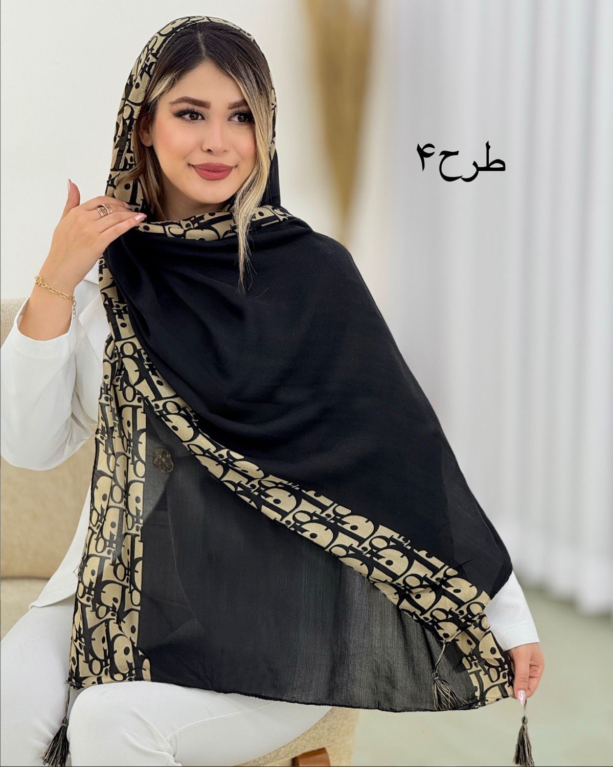 شال نخی ترکیبی طرحدار کد i641