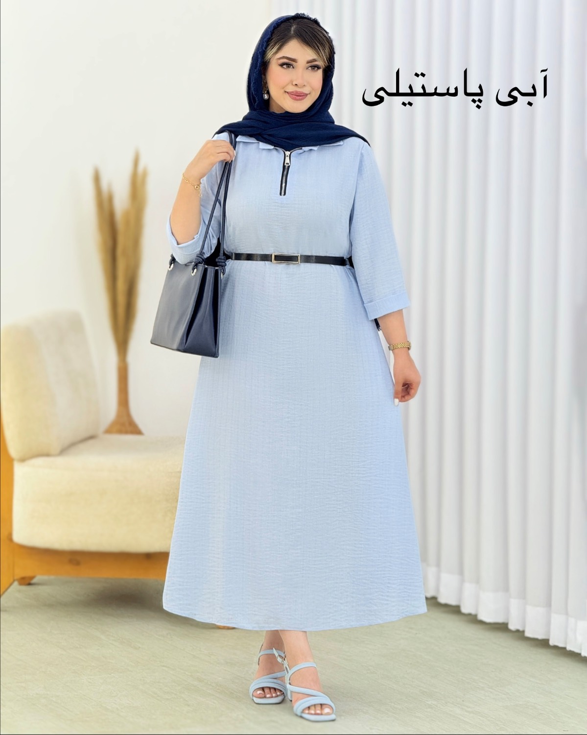 پیراهن بلند نیم زیپ کد i726