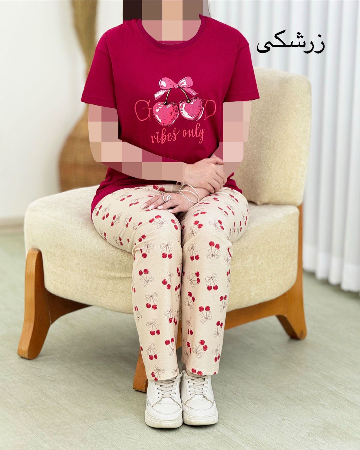 تیشرت شلوار چاپی کمر کش نخ پنبه کد i494