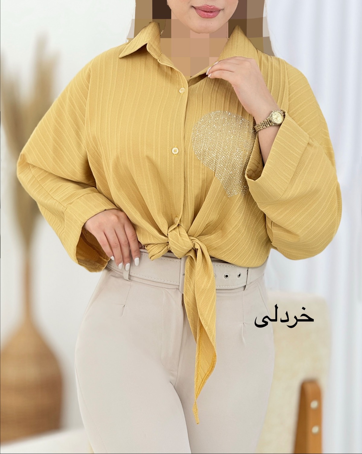 شومیز جلو گره نگین دار کد i445