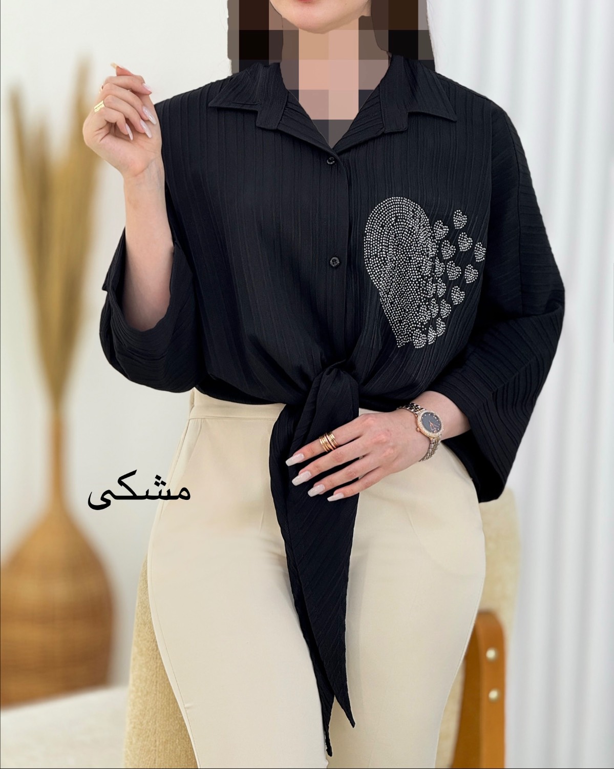 شومیز جلو گره نگین دار کد i445