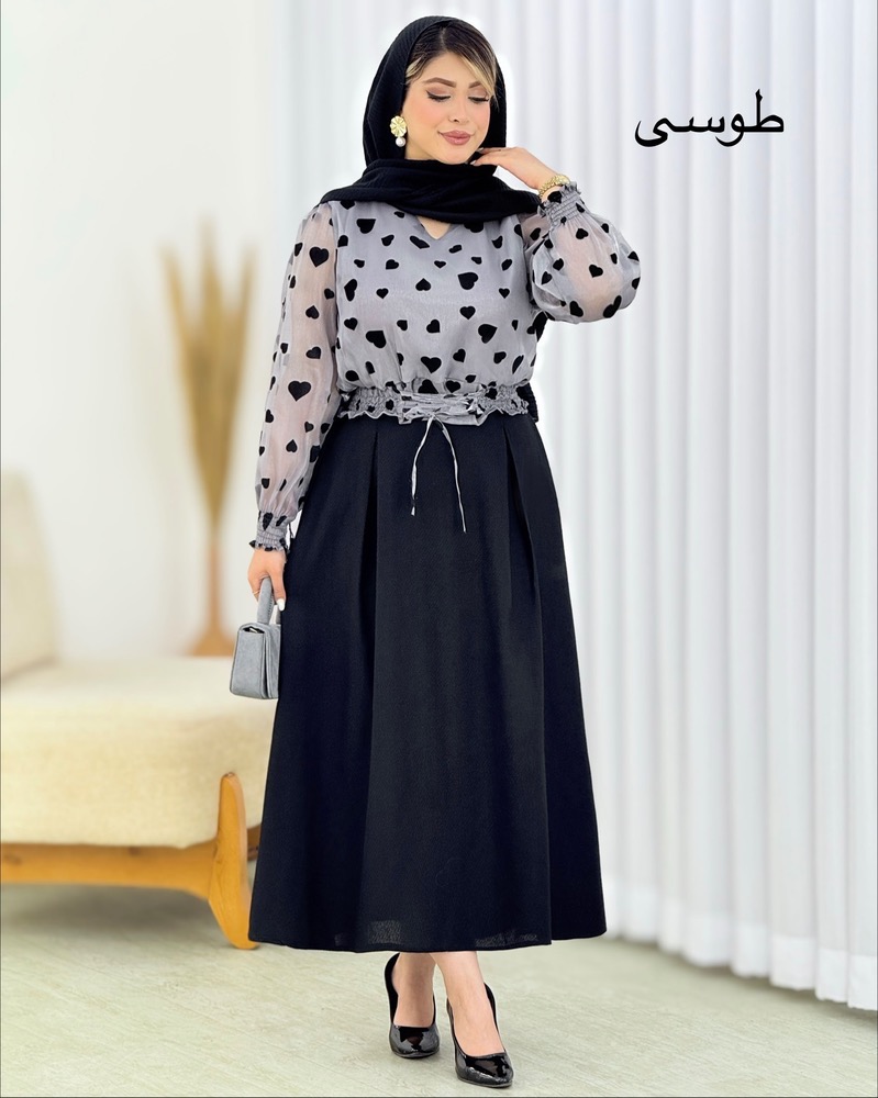 ست شومیز دامن قلبی مجلسی کد i664