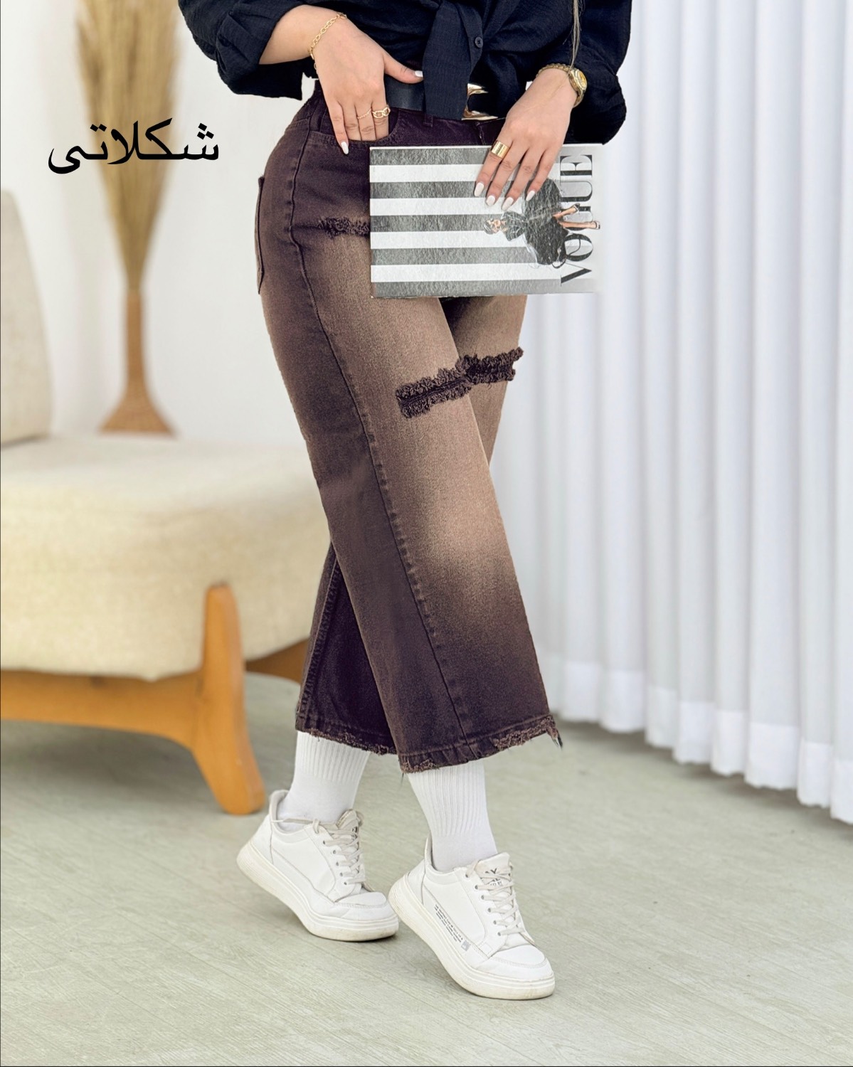 شلوار واید زاپدار سنگشور کد i612
