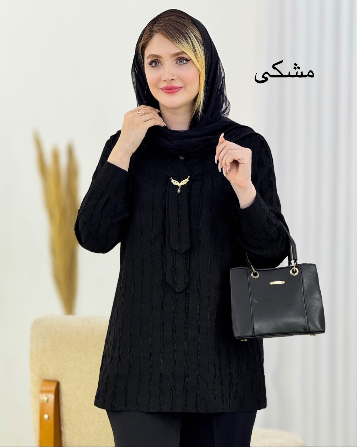 تونیک نخی یقه کراواتی کد i753
