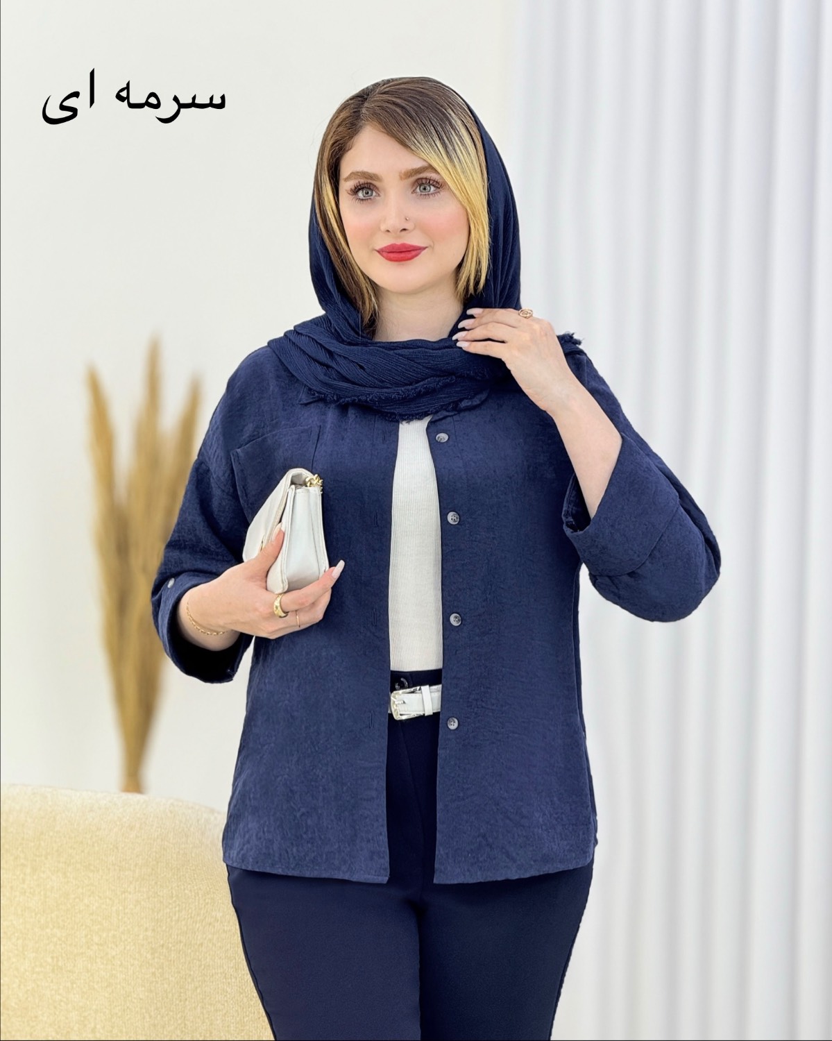شومیز مانتویی تک جیب پری کد i763