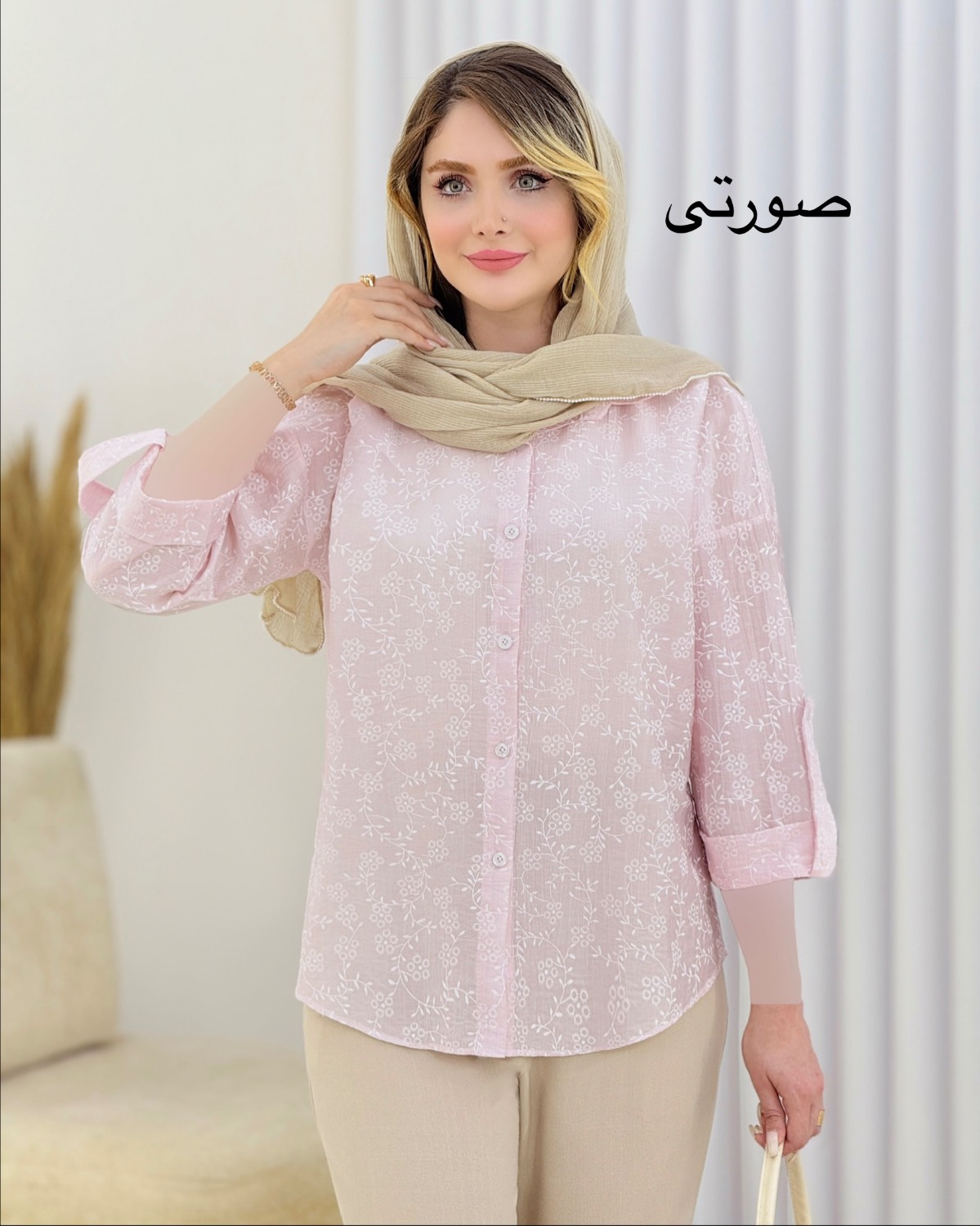 شومیز شیشه‌ای طرح گل کد i804
