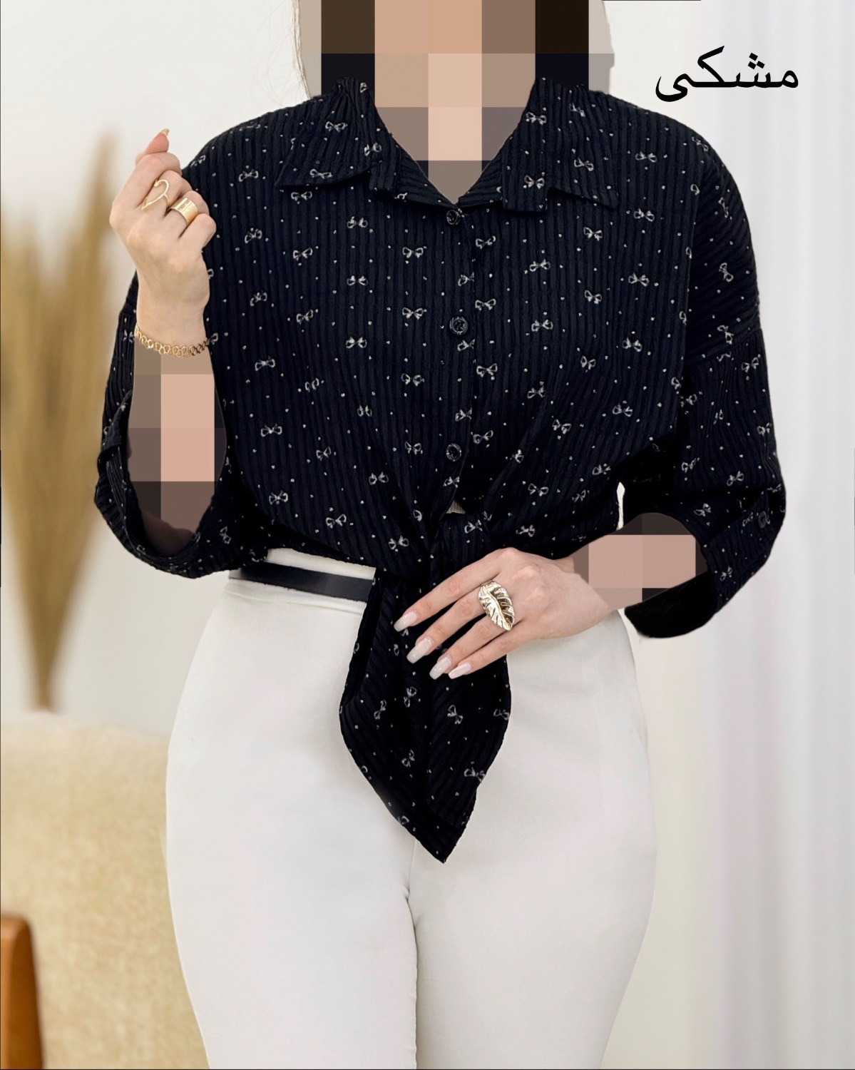 شومیز گره ای پاپیون‌ دار اطلس کد i747