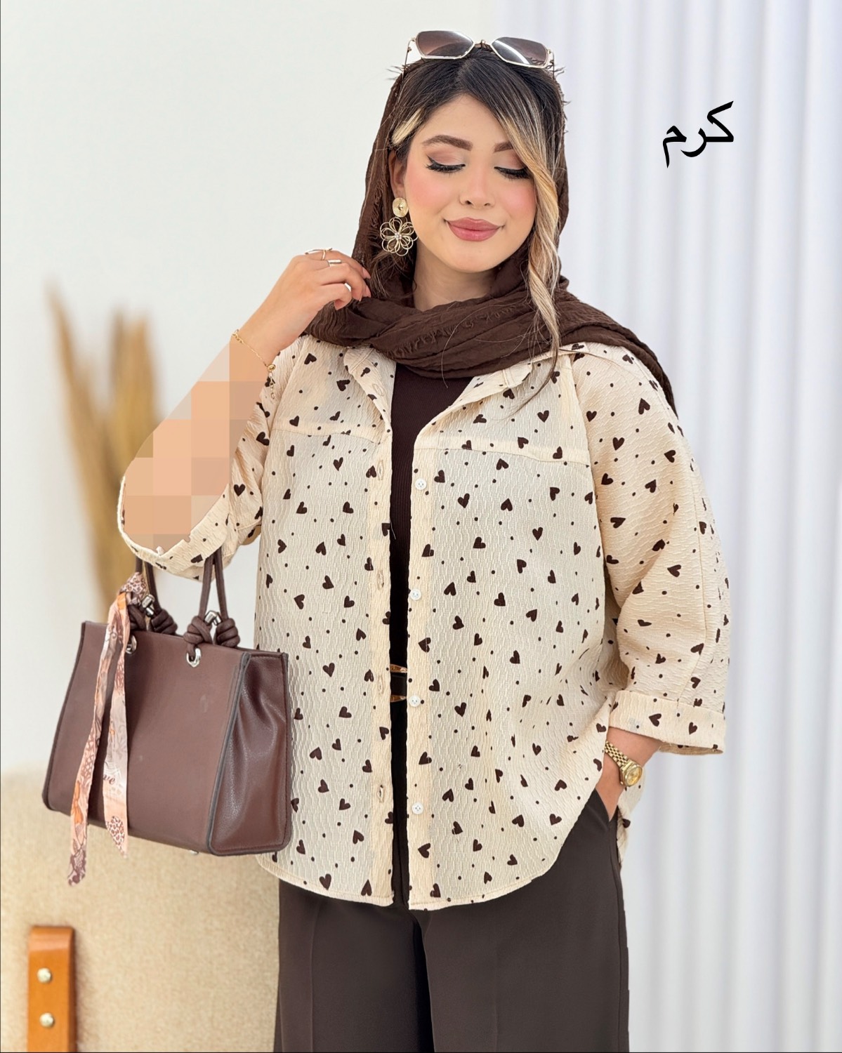 شومیز آستین پاکتی طرح قلب کد i762