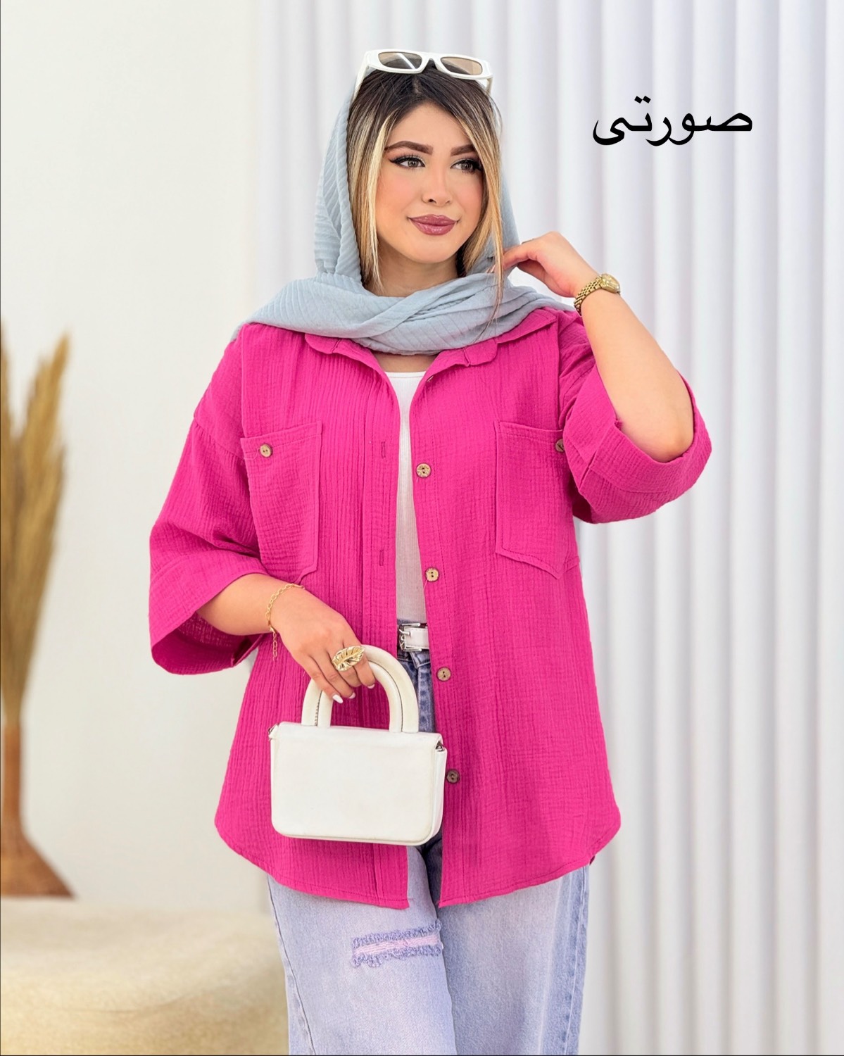 شومیز رنگی جلو جیب کد I715