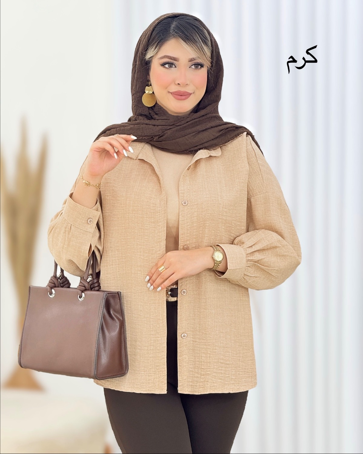 شومیز دکمه‌دار شانتون ژاکارد کد i667