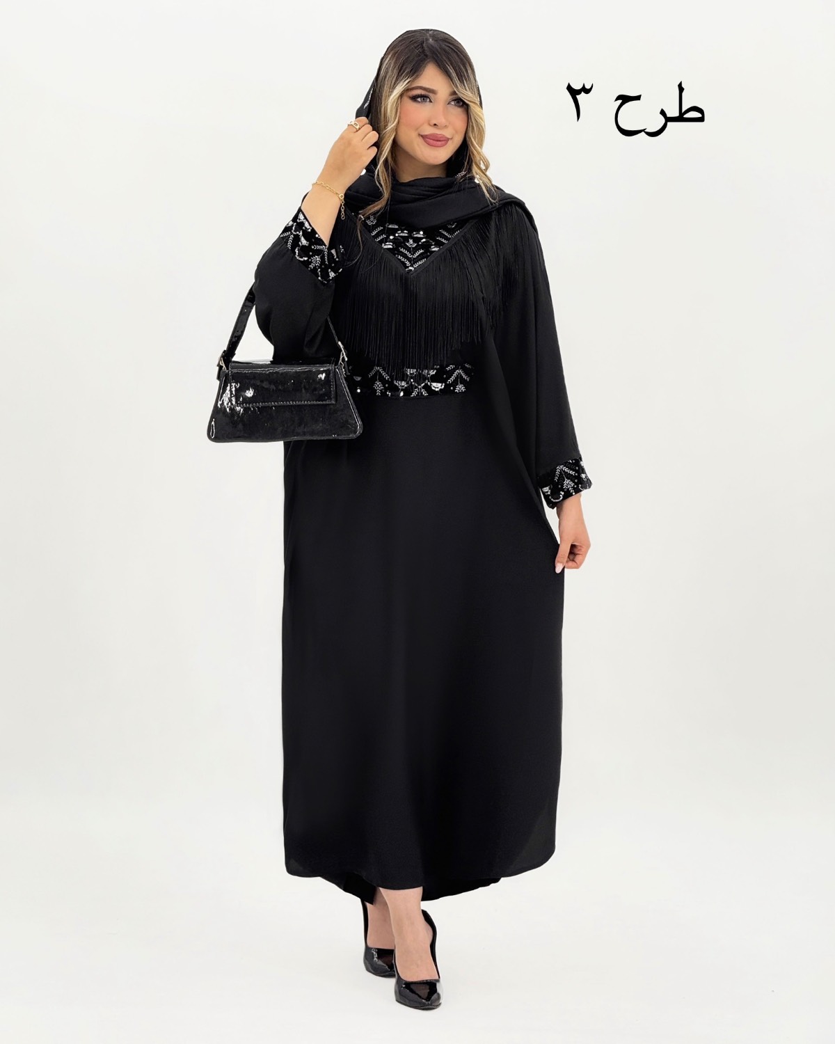 مانتو عبایی خرج کار ریش دار کد i860
