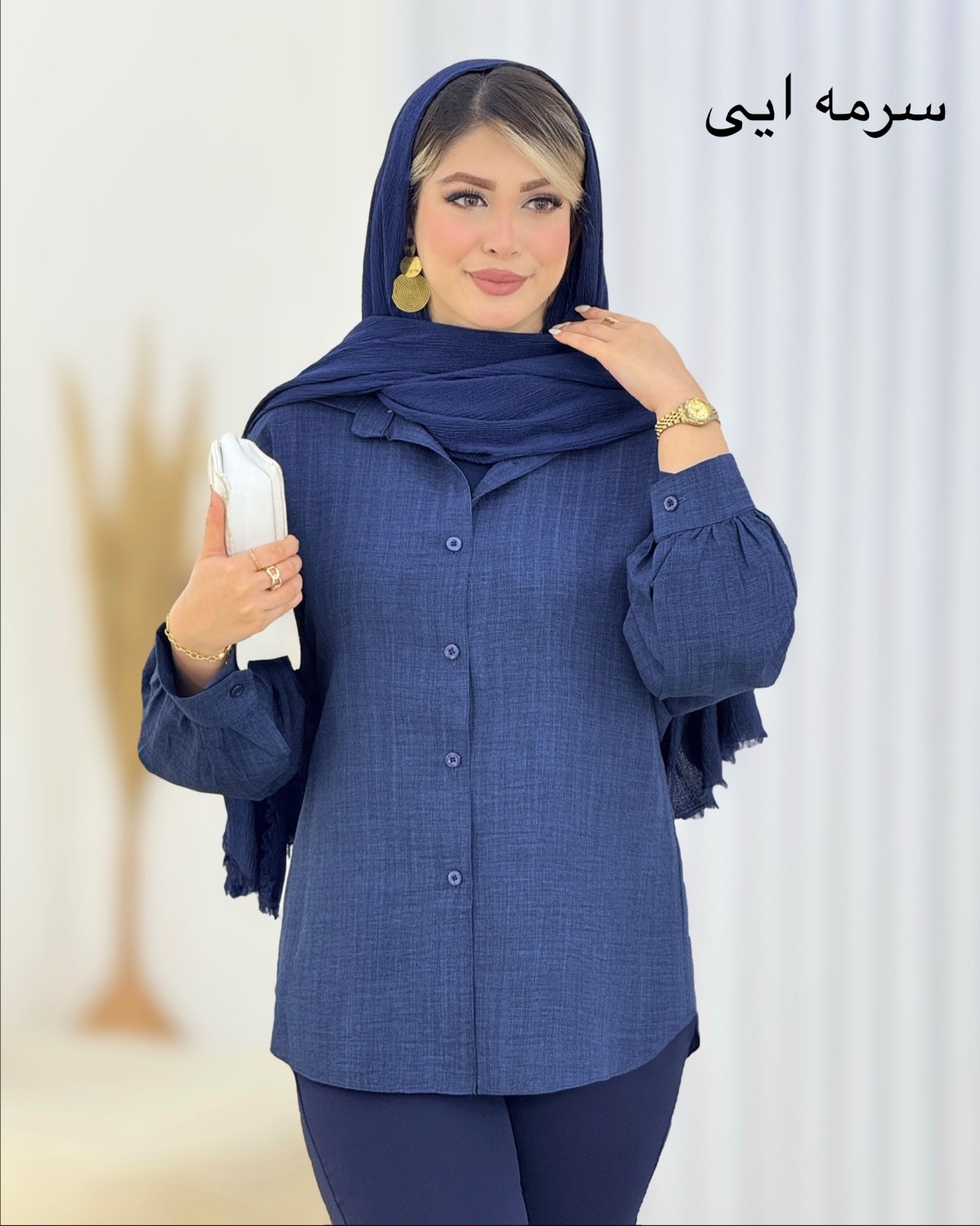 شومیز دکمه‌دار شانتون ژاکارد کد i667