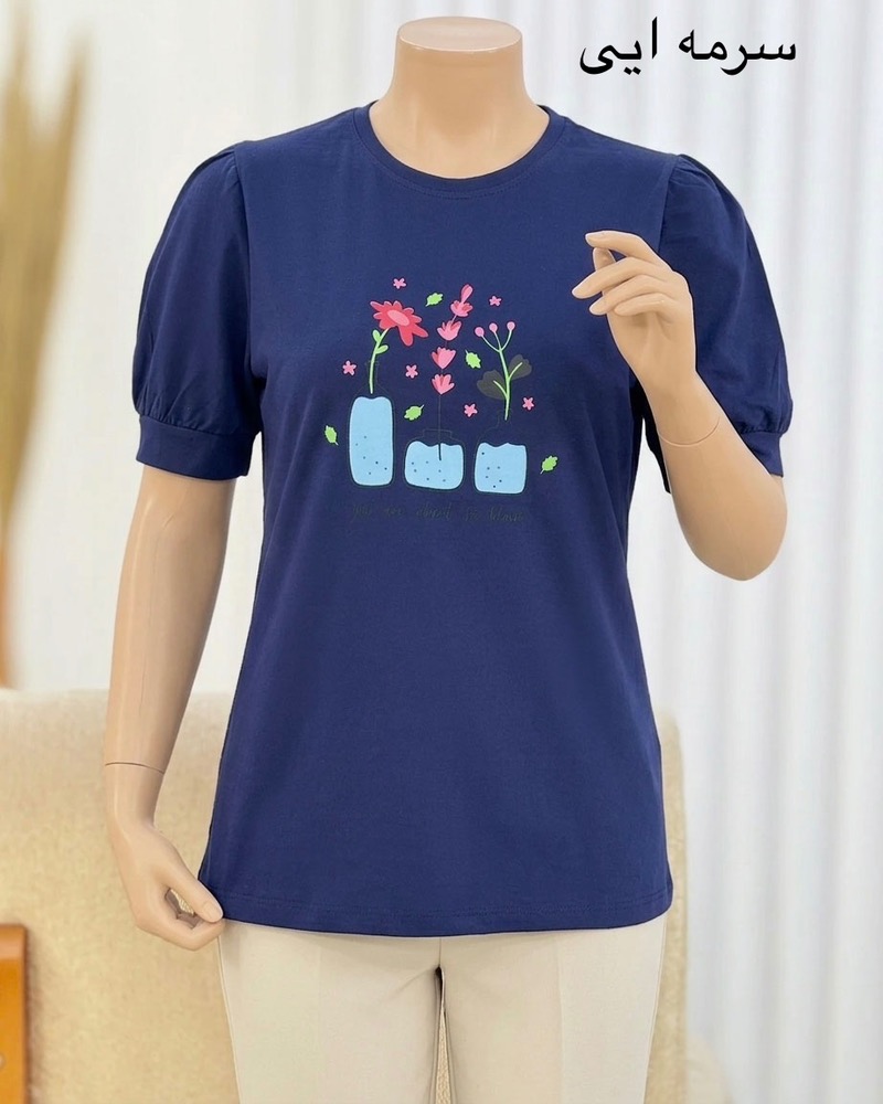 تیشرت چین‌دار طرح گل کد i666