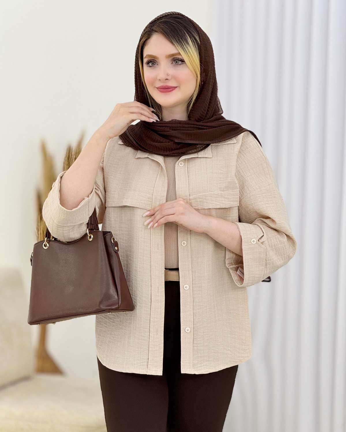 شومیز آستین پاکتی دکمه نما کد i711