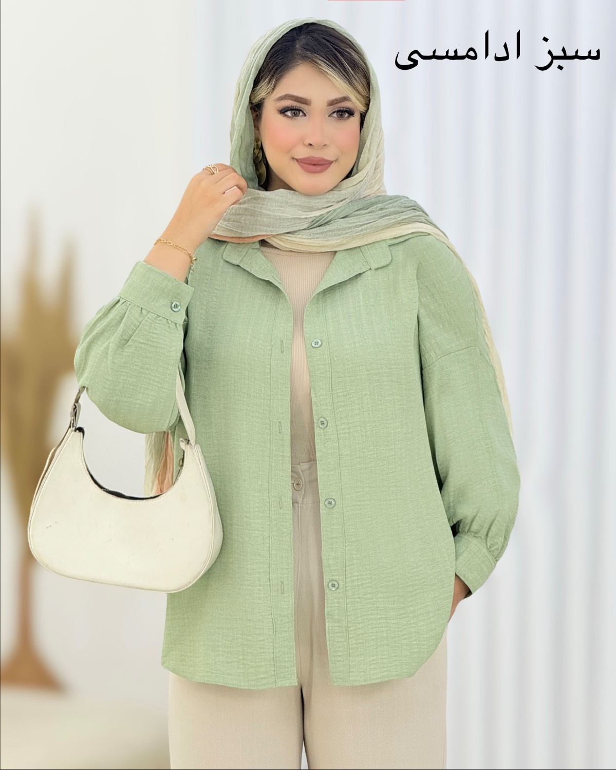 شومیز دکمه‌دار شانتون ژاکارد کد i667