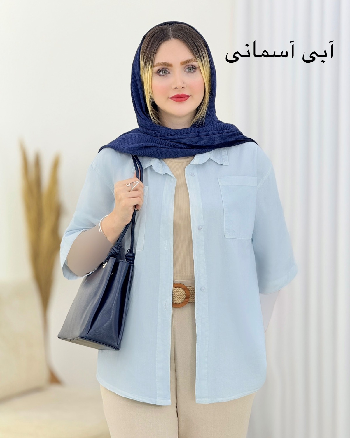 شومیز لینن یقه مردانه جیب دار کد i867