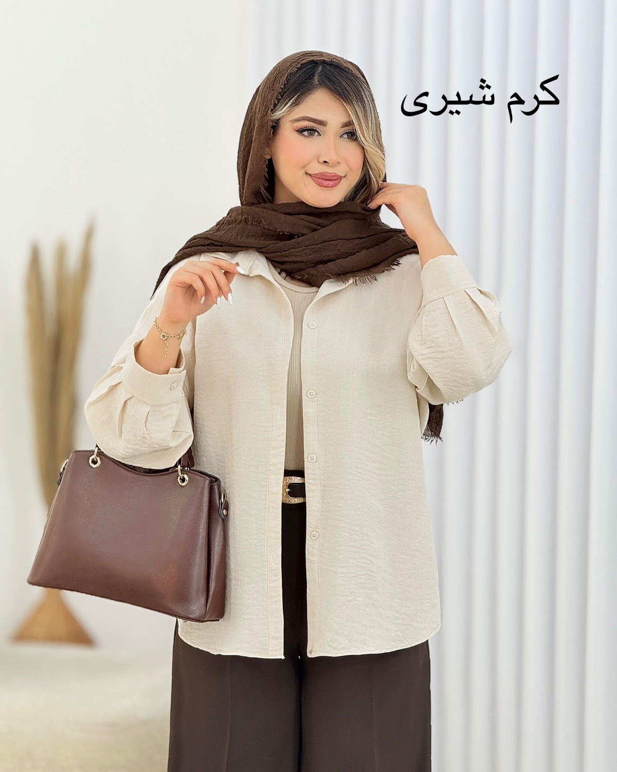 شومیز دکمه‌دار شانتون ژاکارد کد i667