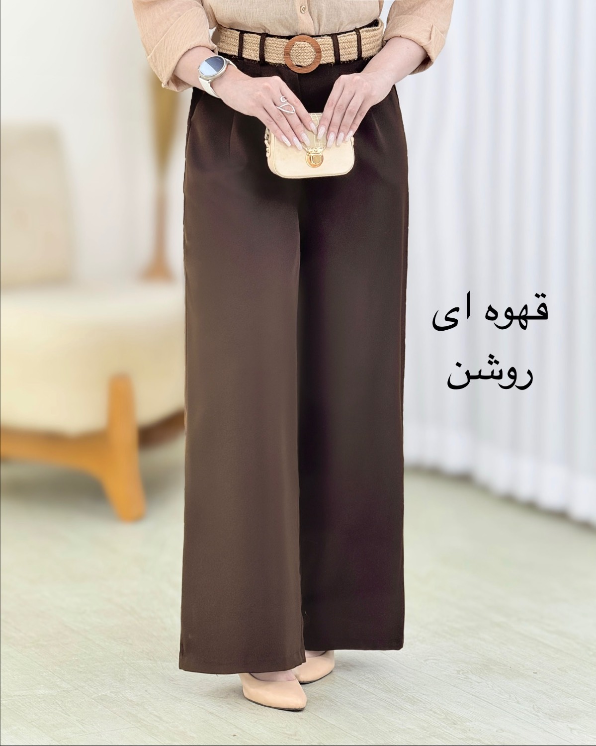 شلوار فول بگ کرپ پیل‌دار کد i834