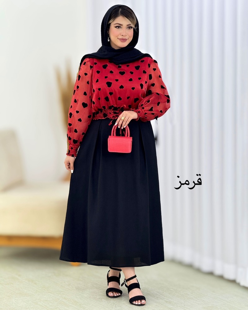 ست شومیز دامن قلبی مجلسی کد i664