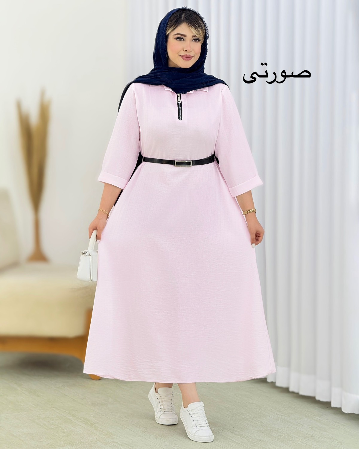 پیراهن بلند نیم زیپ کد i726