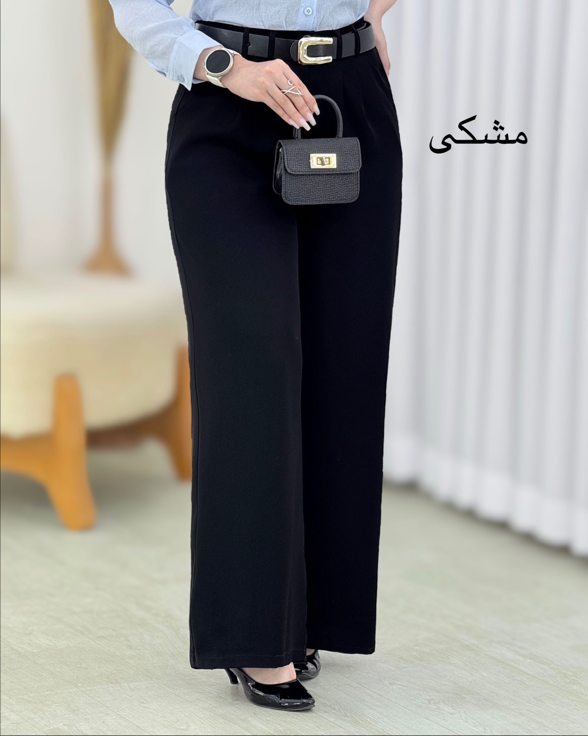 شلوار فول بگ کرپ پیل‌دار کد i834