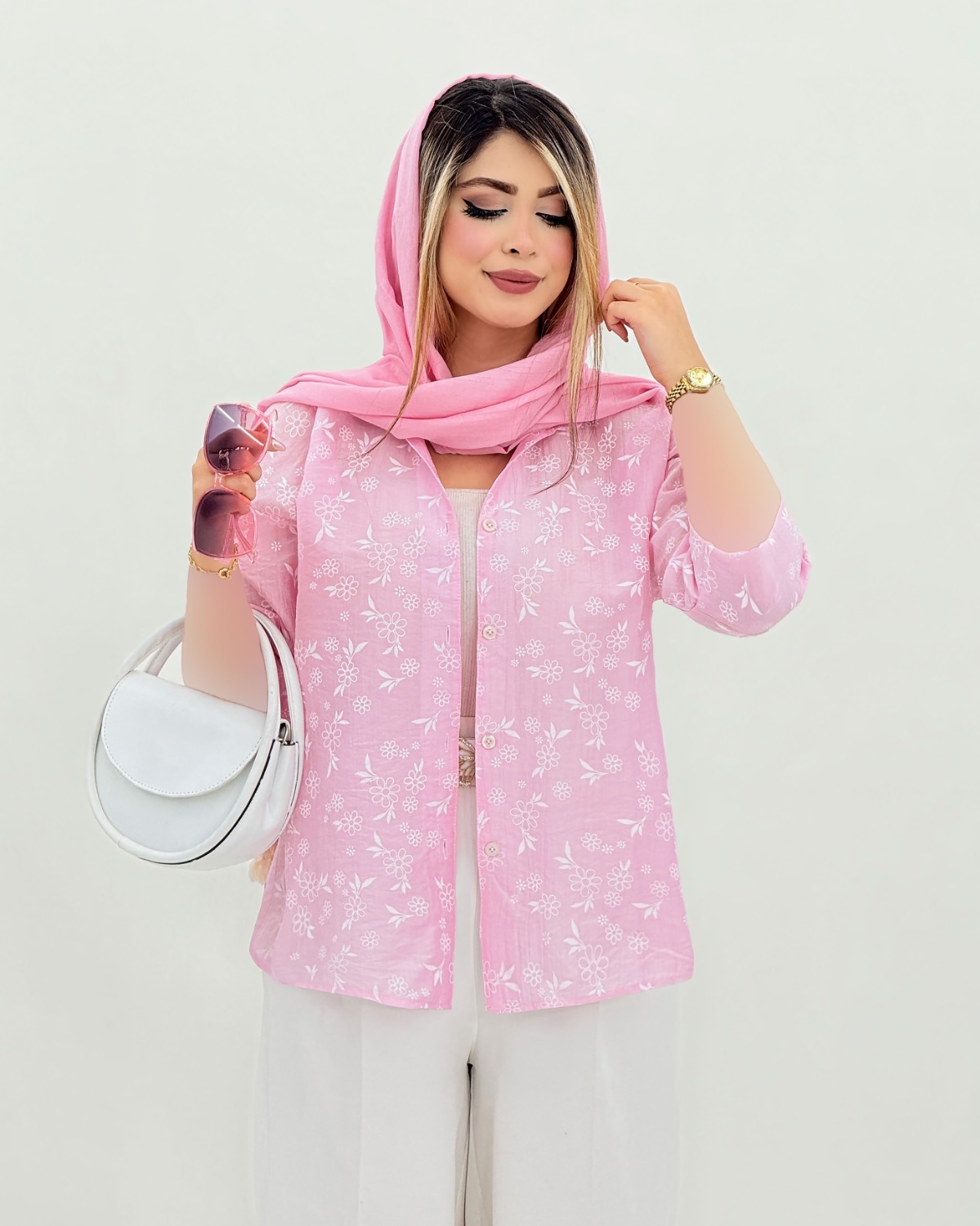 شومیز طرح گل پیگمنتی کد i805