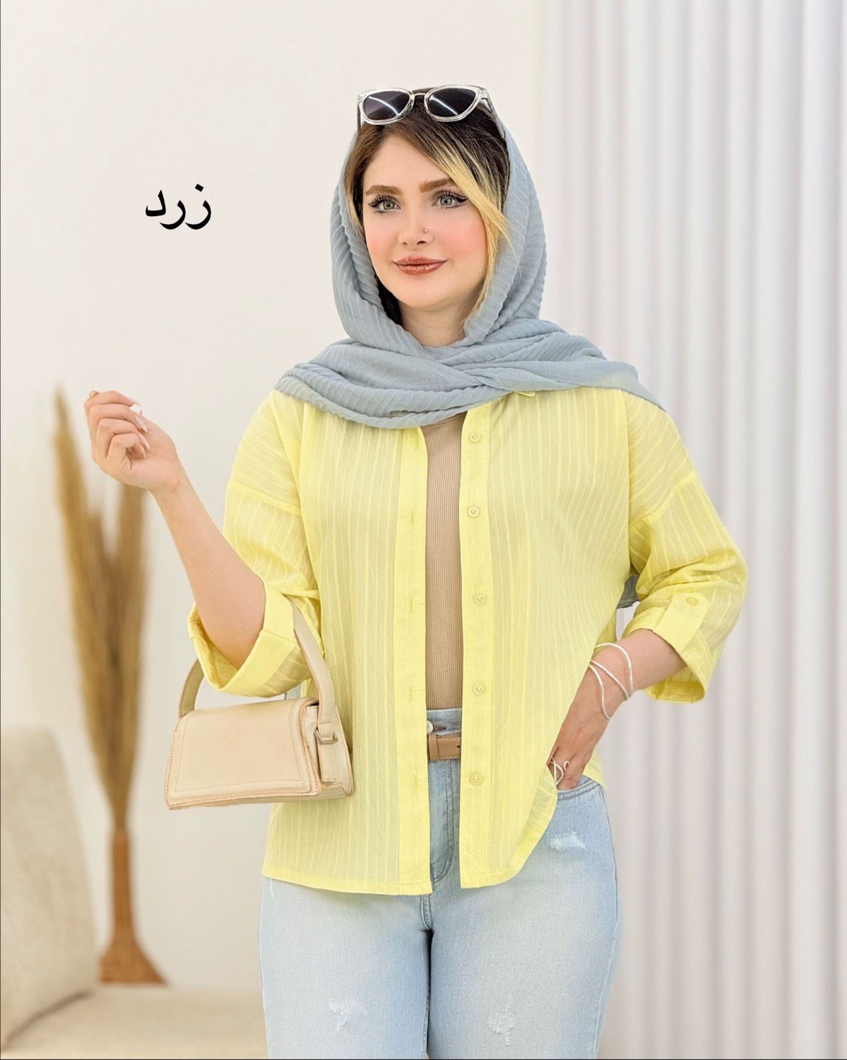 شومیز راه راه پری شیشه ای کد i735