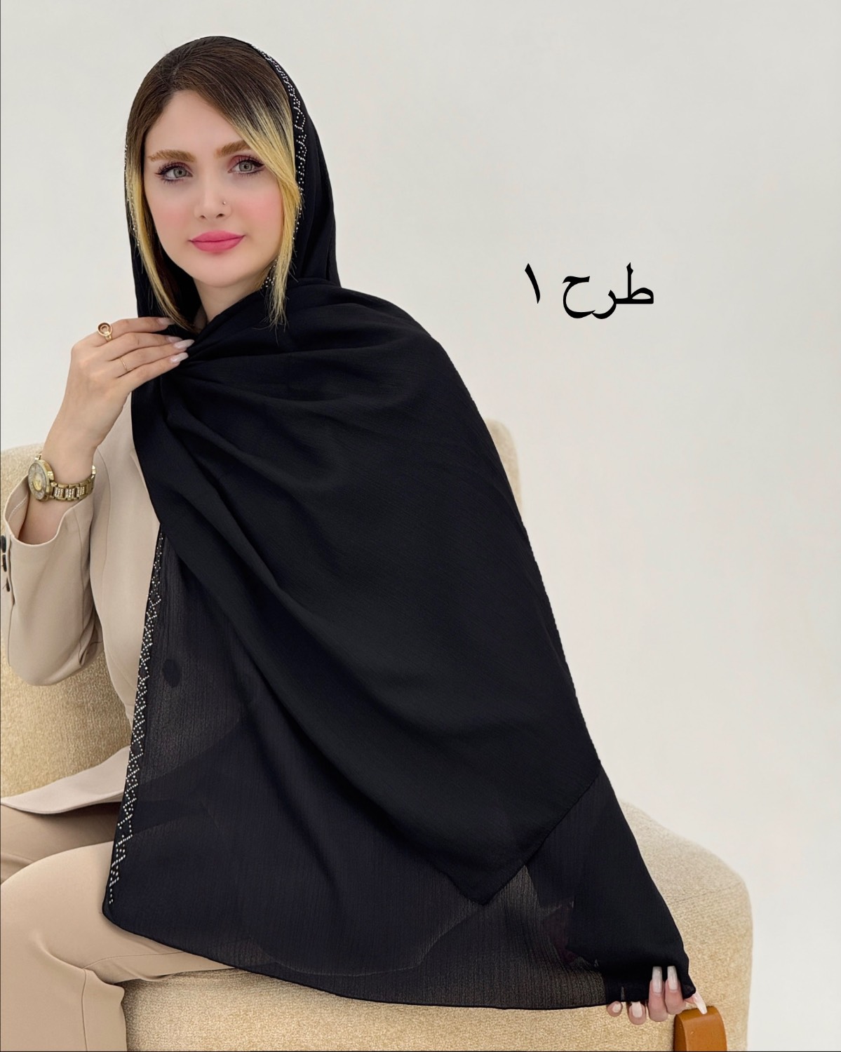 شال نگین دار نخی کریشه کد i853
