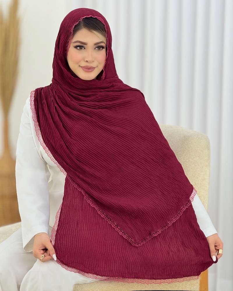 شال پلیسه دانتل نخی کد i536