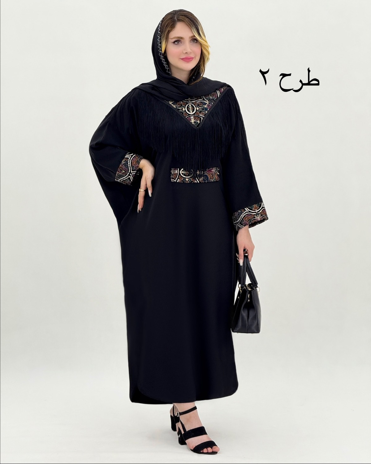 مانتو عبایی خرج کار ریش دار کد i860