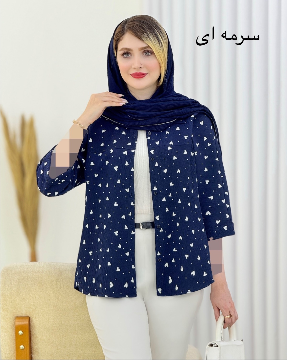 شومیز آستین پاکتی طرح قلب کد i762