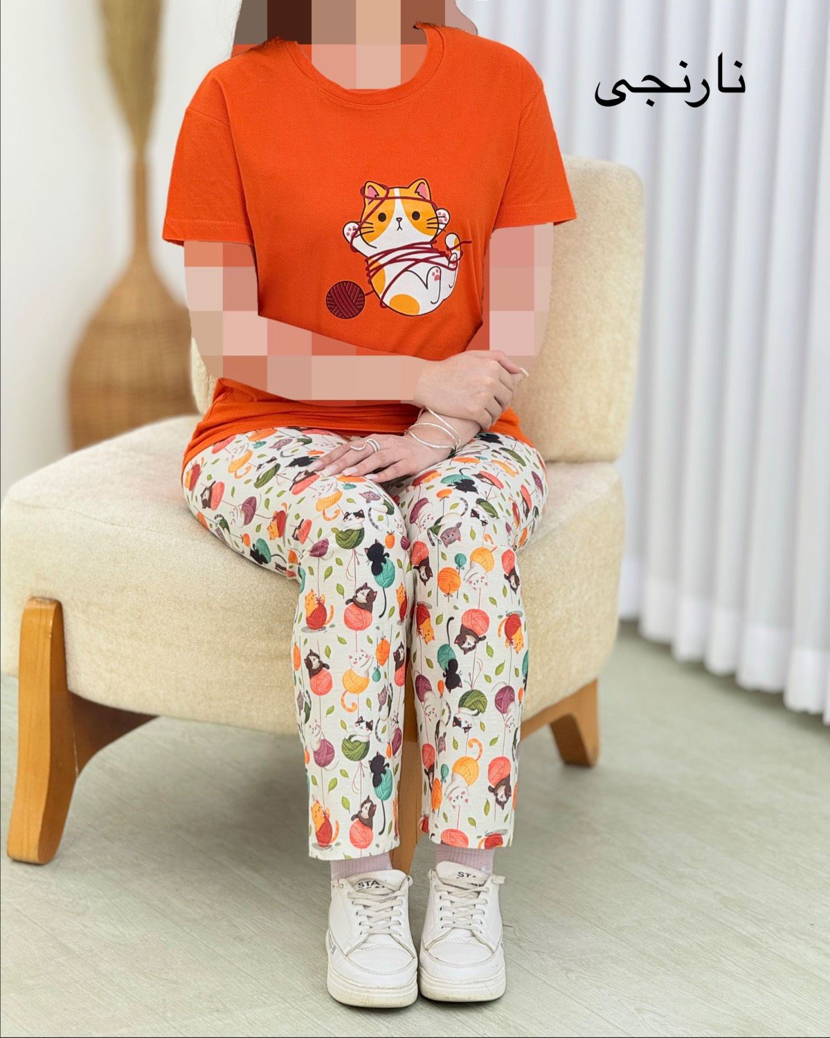 تیشرت شلوار چاپی کمر کش نخ پنبه کد i494