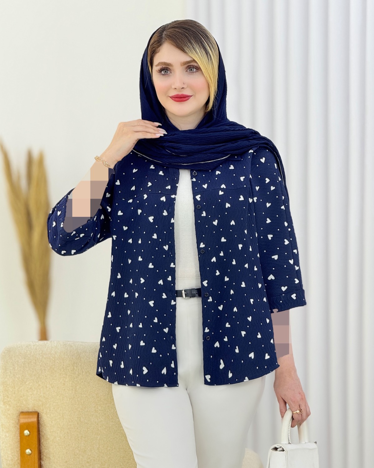 شومیز آستین پاکتی طرح قلب کد i762