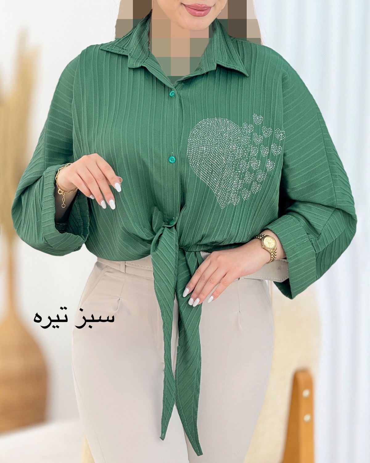 شومیز جلو گره نگین دار کد i445