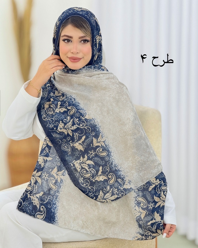 شال نخی دورنگ طرحدار کد i640