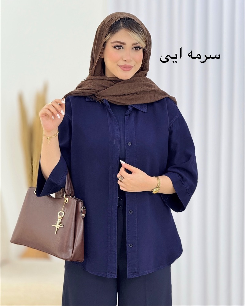 شومیز کتان سیلک هلال‌دار کد i464