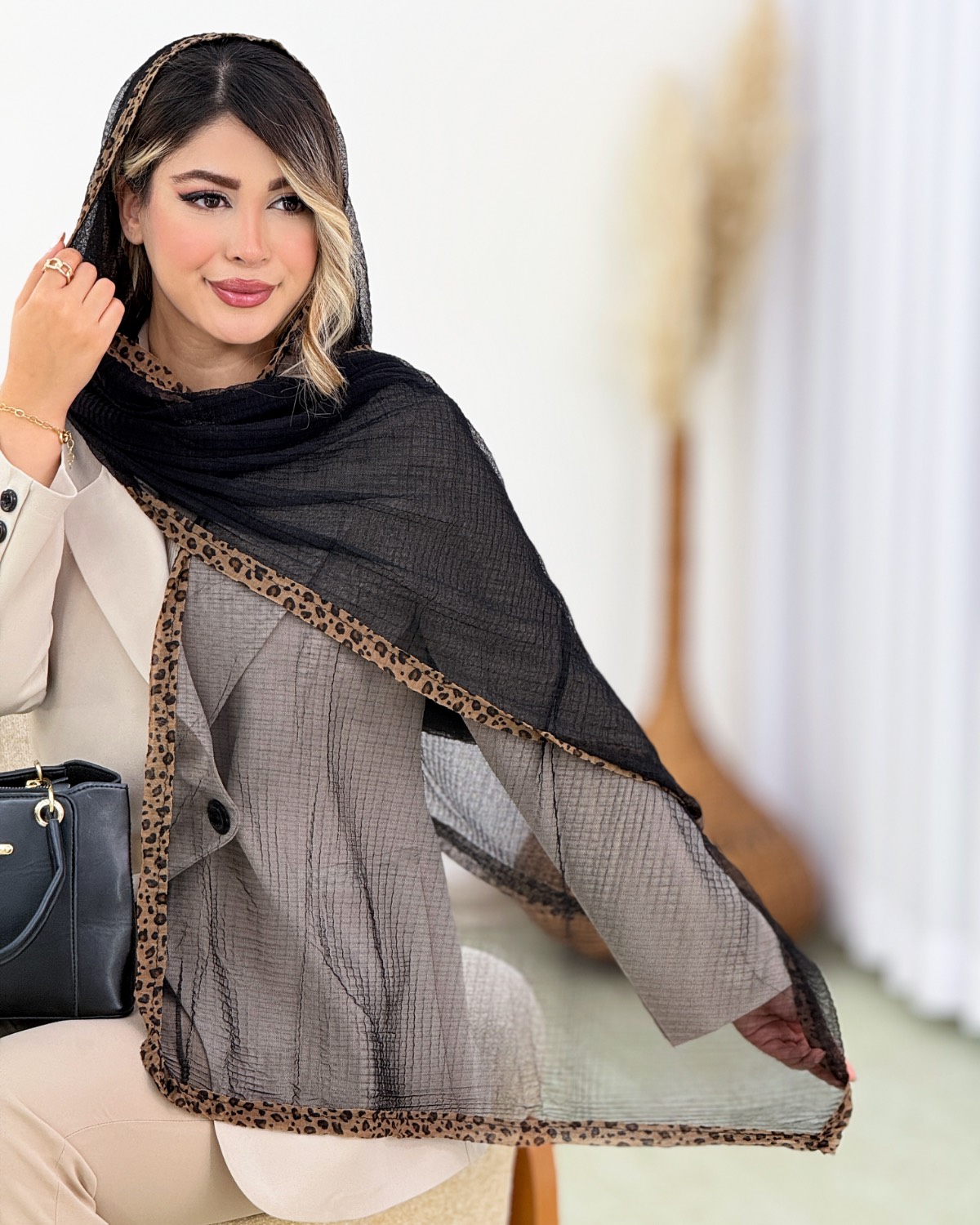 شال لبه تور پلنگی کد i862