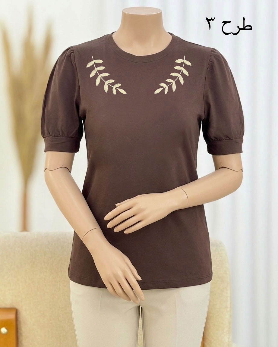 تیشرت گلدوزی طرح برگ کد i751