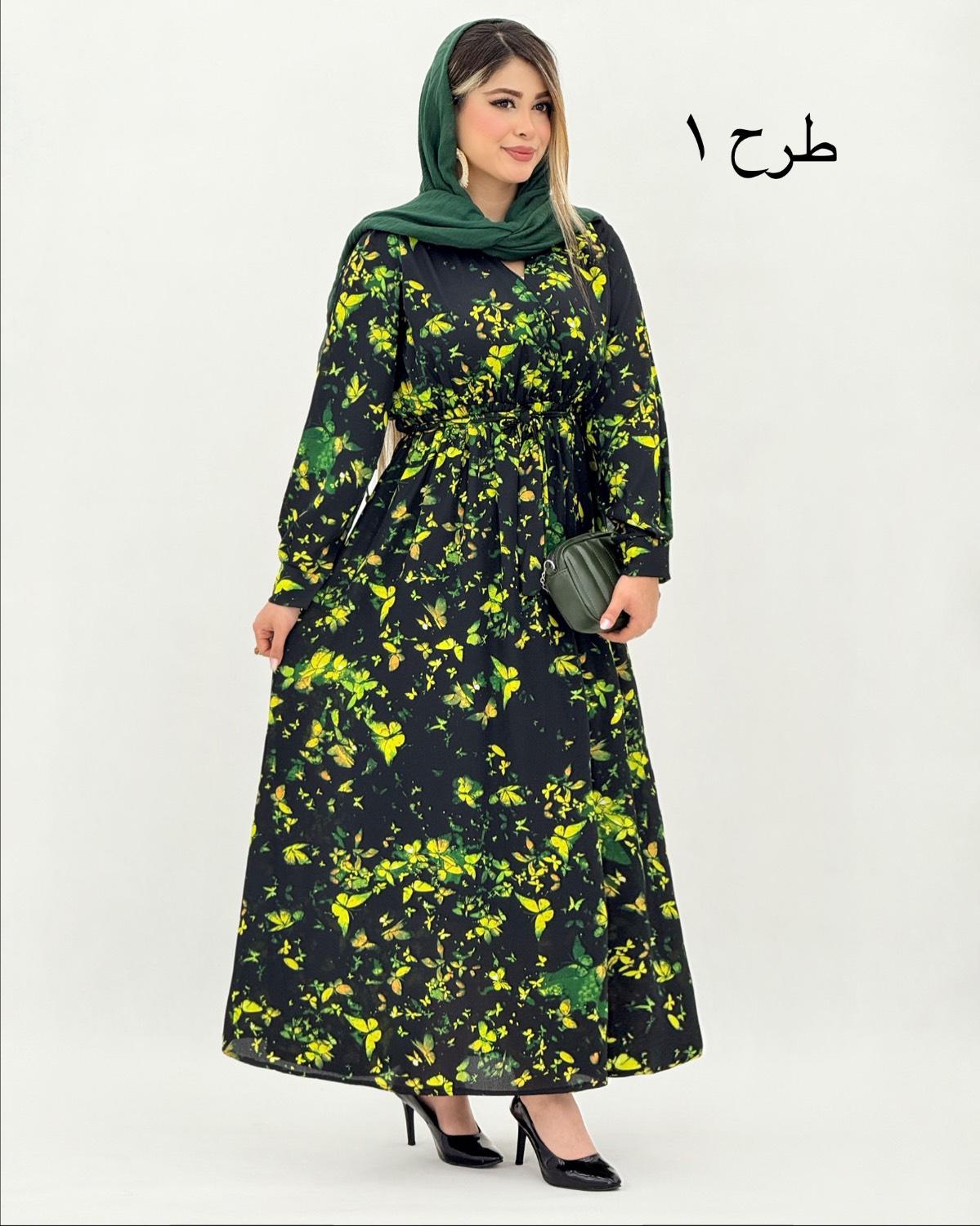 پیراهن بلند کمرکش کرپ حریر کد i771