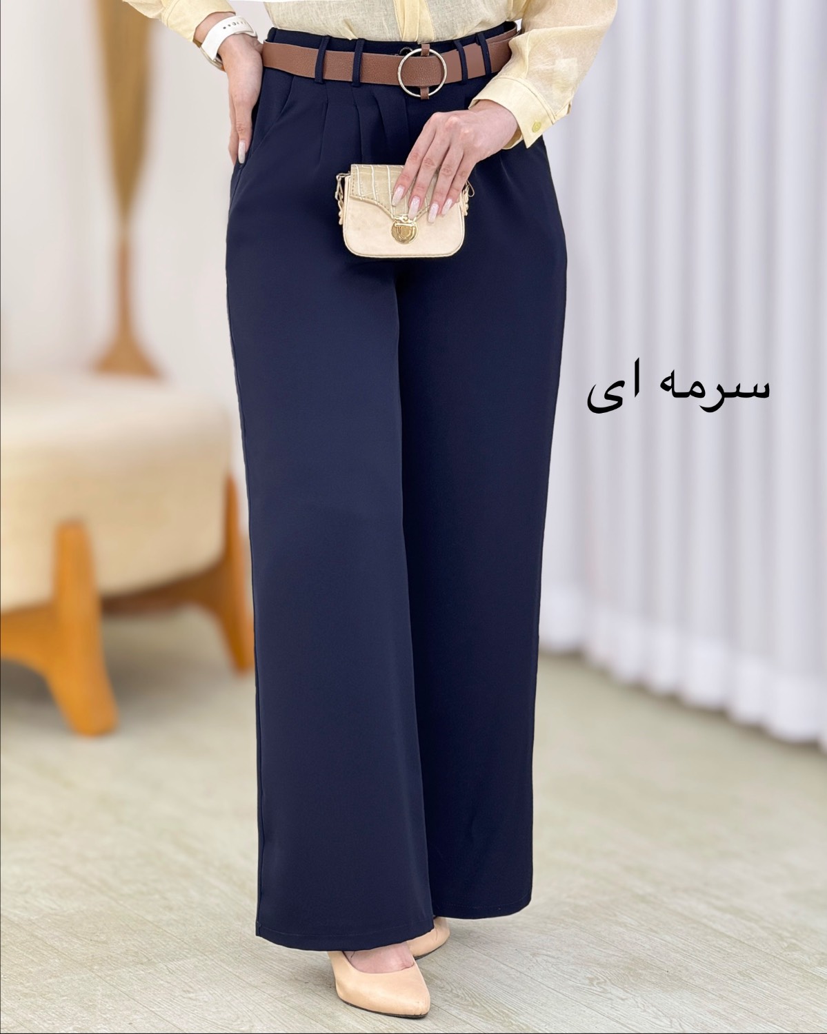 شلوار فول بگ کرپ پیل‌دار کد i834