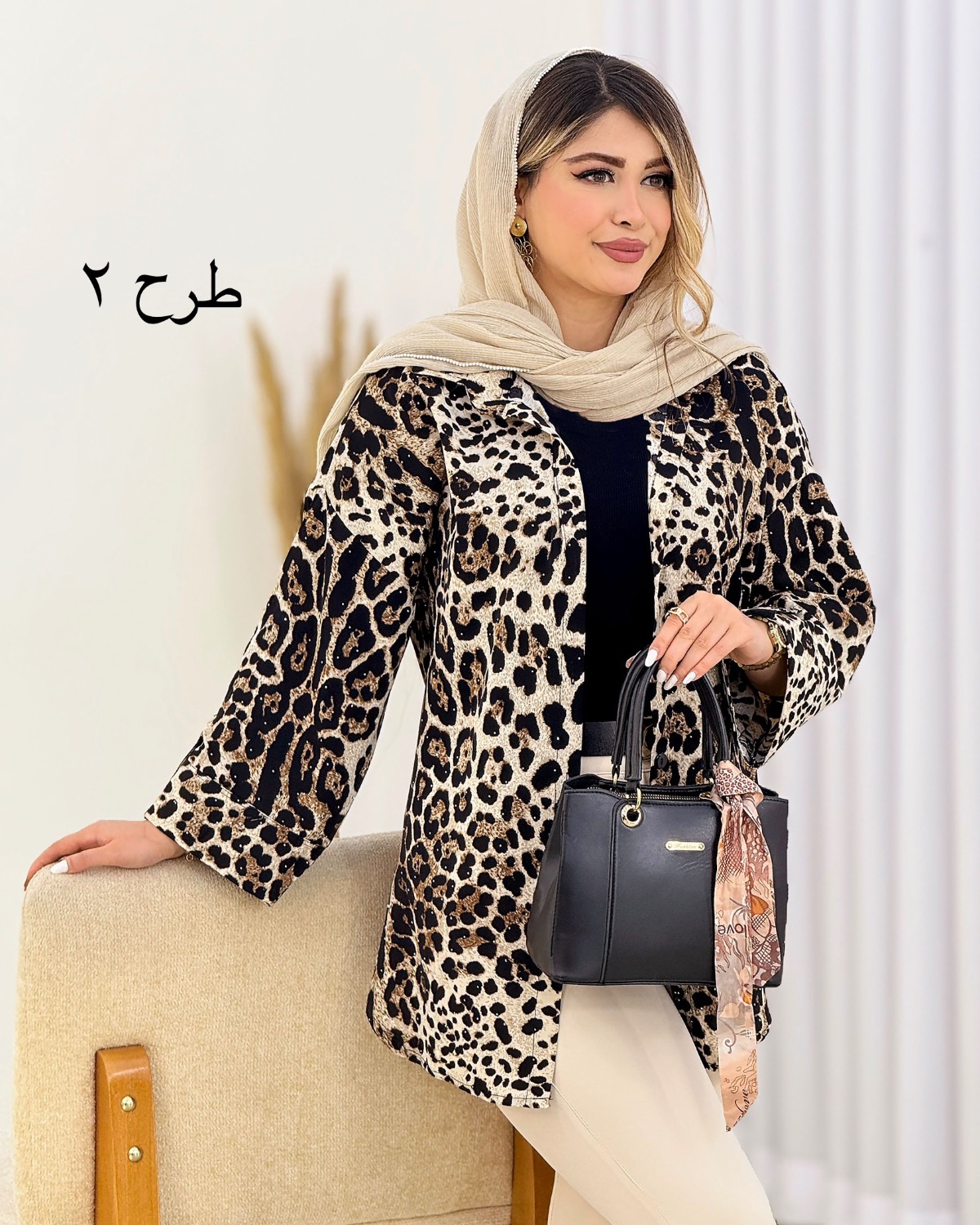شومیز پلنگی نگین‌دار کد i733