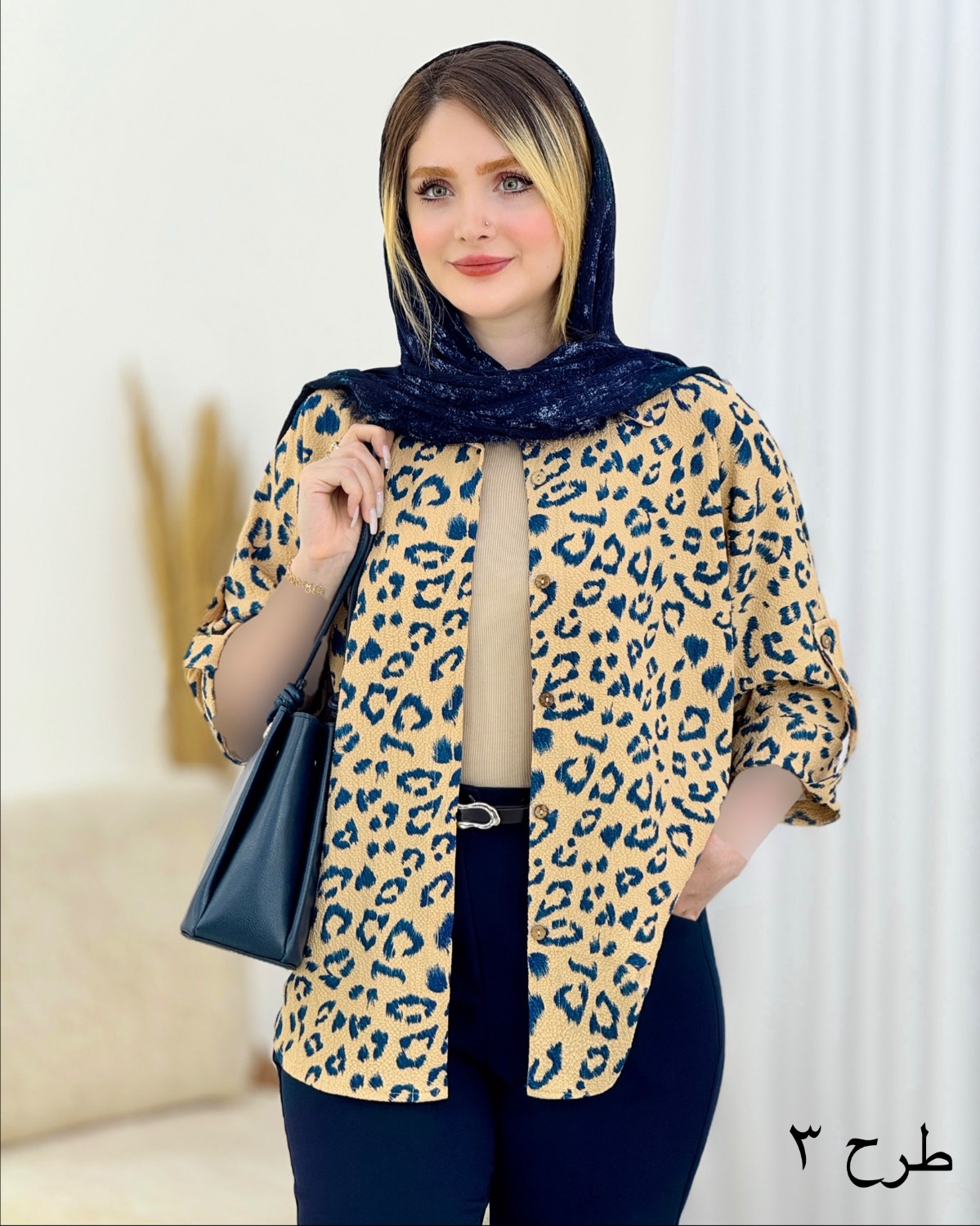 شومیز ینزی پلنگی پاگون‌دار کد i773